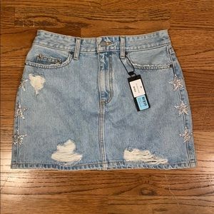 CARMAR mini blue jean skirt w stars